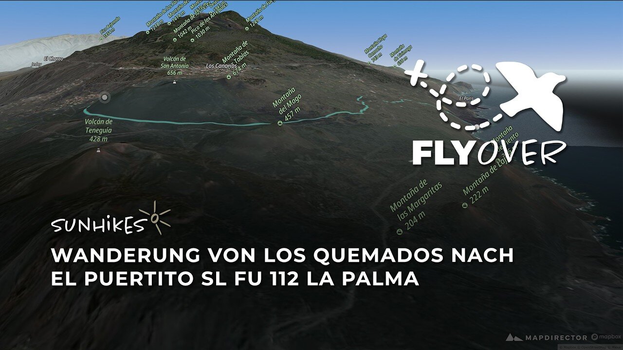 3D-Flyover La Palma: Durch die schwarze Vulkanlandschaft von Los Quemados nach El Puertito