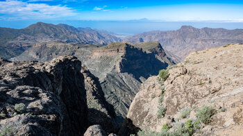 Blick vom Montaña del Aserrador über den Montaña del Humo bis La Aldea