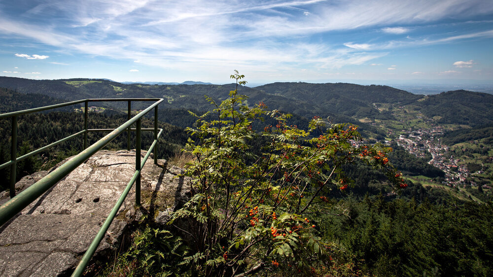Ausblick vom Brennteschrofen bis in die Rheinebene