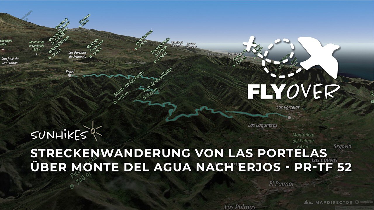 Wandern Teneriffa: Von Las Portelas durch den Monte del Agua nach Erjos (3D-Flyover Video)