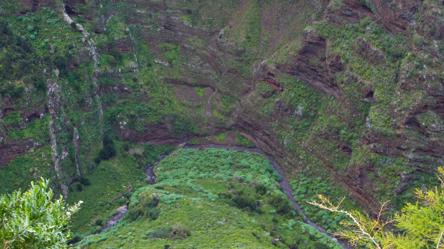 Blick auf den Grund der Fagundo-Schlucht