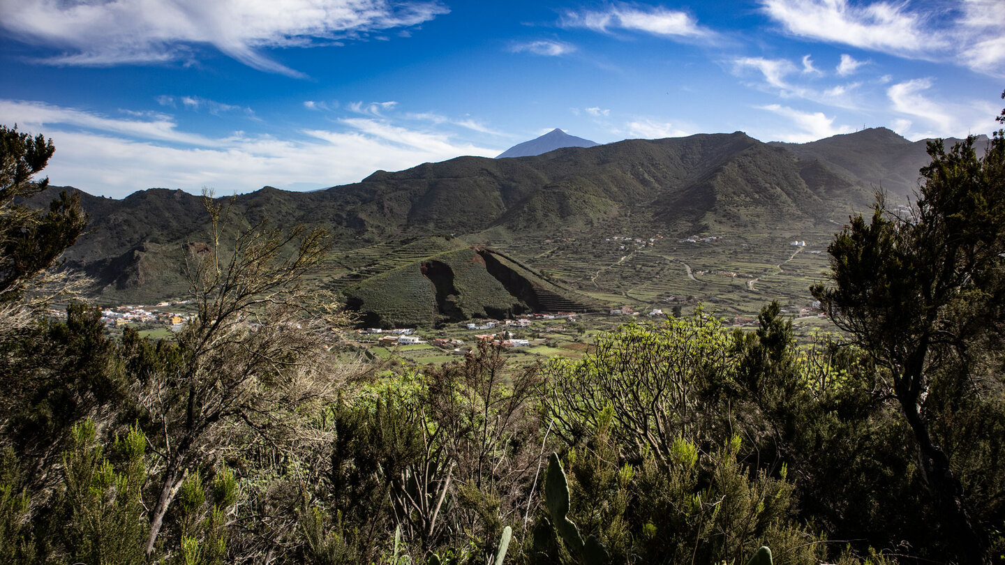 Blick auf Montaña El Palmar und Teide von Los Pedregales