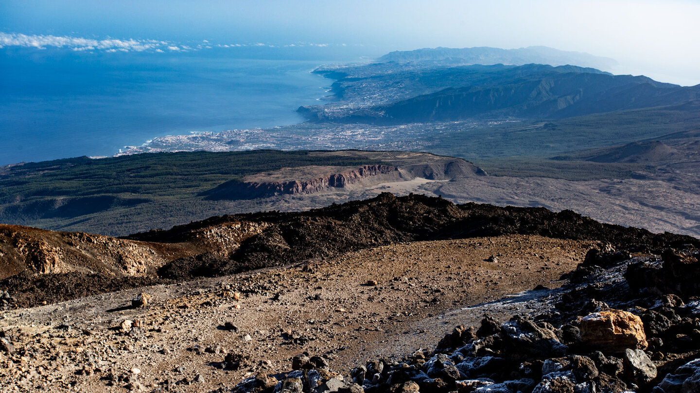 Ausblick vom Aussichtspunkt La Fortaleza auf die Nordküste der Insel Teneriffa