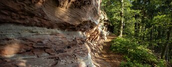 traumhafter Wanderpfad am Fuß der Sandsteinwand Langer Fels