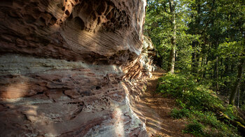 traumhafter Wanderpfad am Fuß der Sandsteinwand Langer Fels