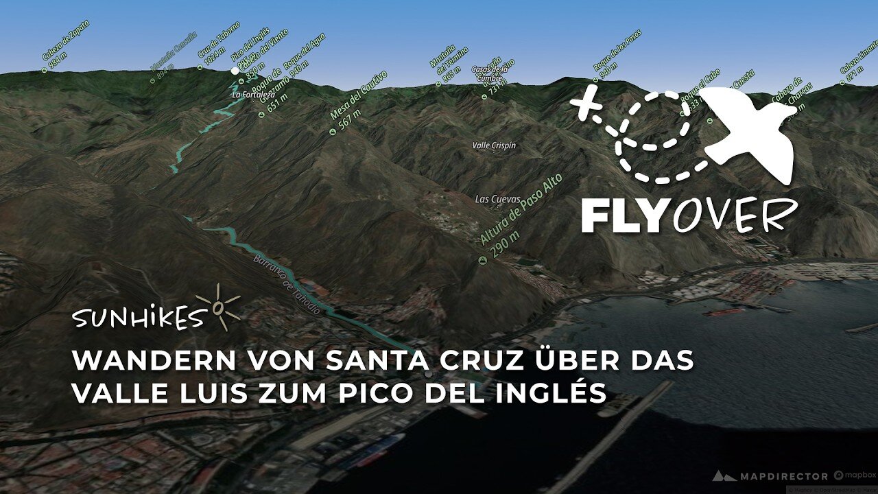 Flyover Video: Von der Hauptstadt Santa Cruz hinauf zum Pico del Inglés