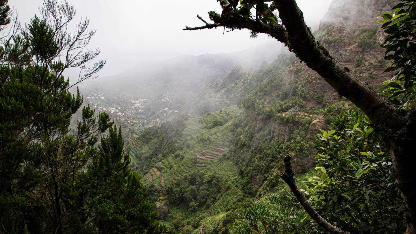 fantastischer Ausblick in den Barranco de Monteforte: Wanderweg nach Hermigua - La Gomera