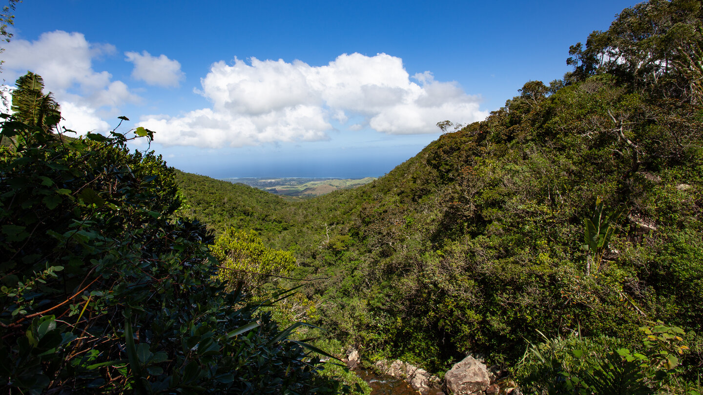 von den Alexandra Falls auf Mauritius blickt man bis zum Meer von den Alexandra Falls blickt man bis zum Meer