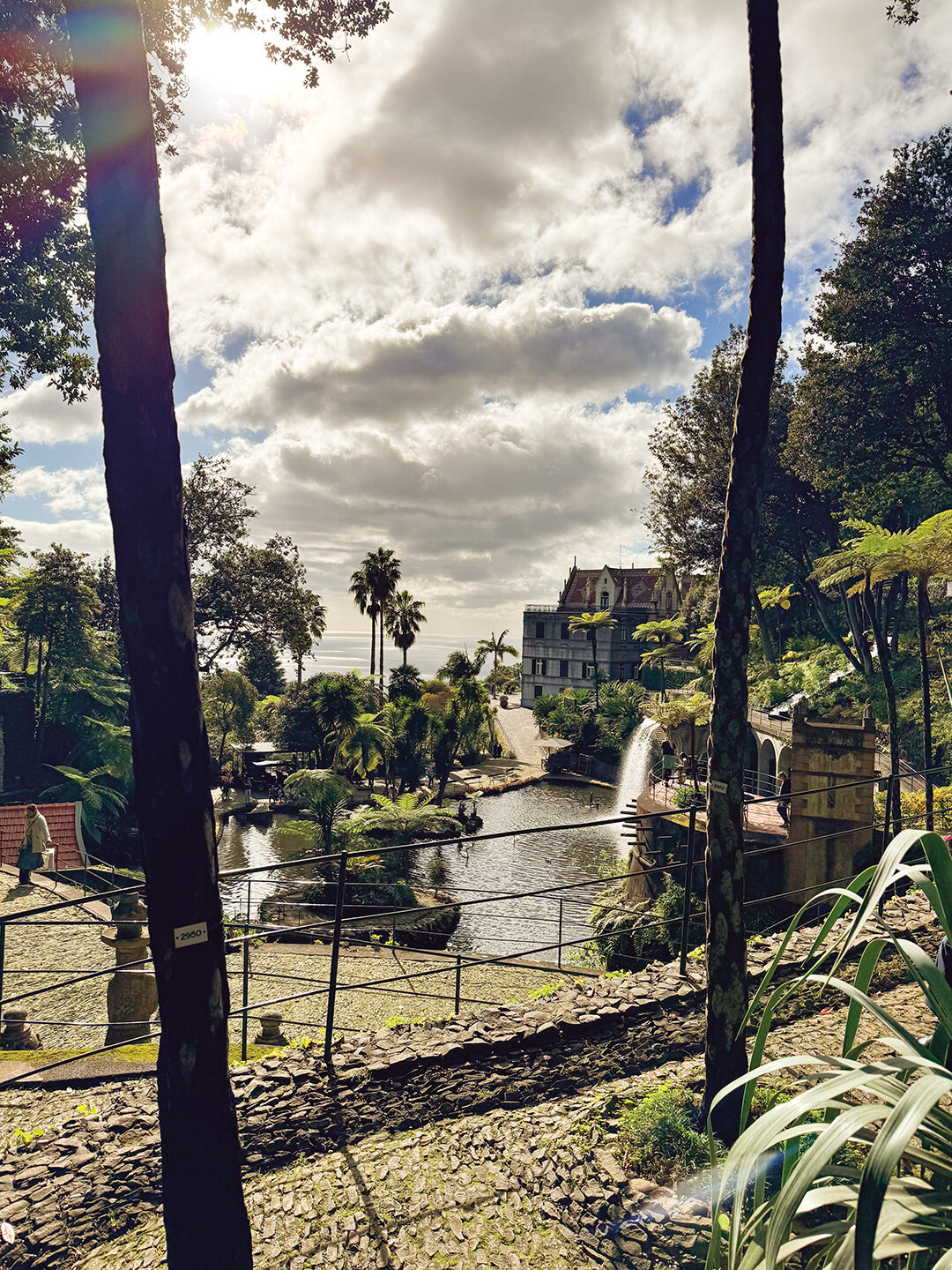 Teich im Monte Palace Tropical Garden in Funchal mit dem Monte Palace im Hintergrund Teich im Monte Palace Tropical Garden mit dem Monte Palace im Hintergrund