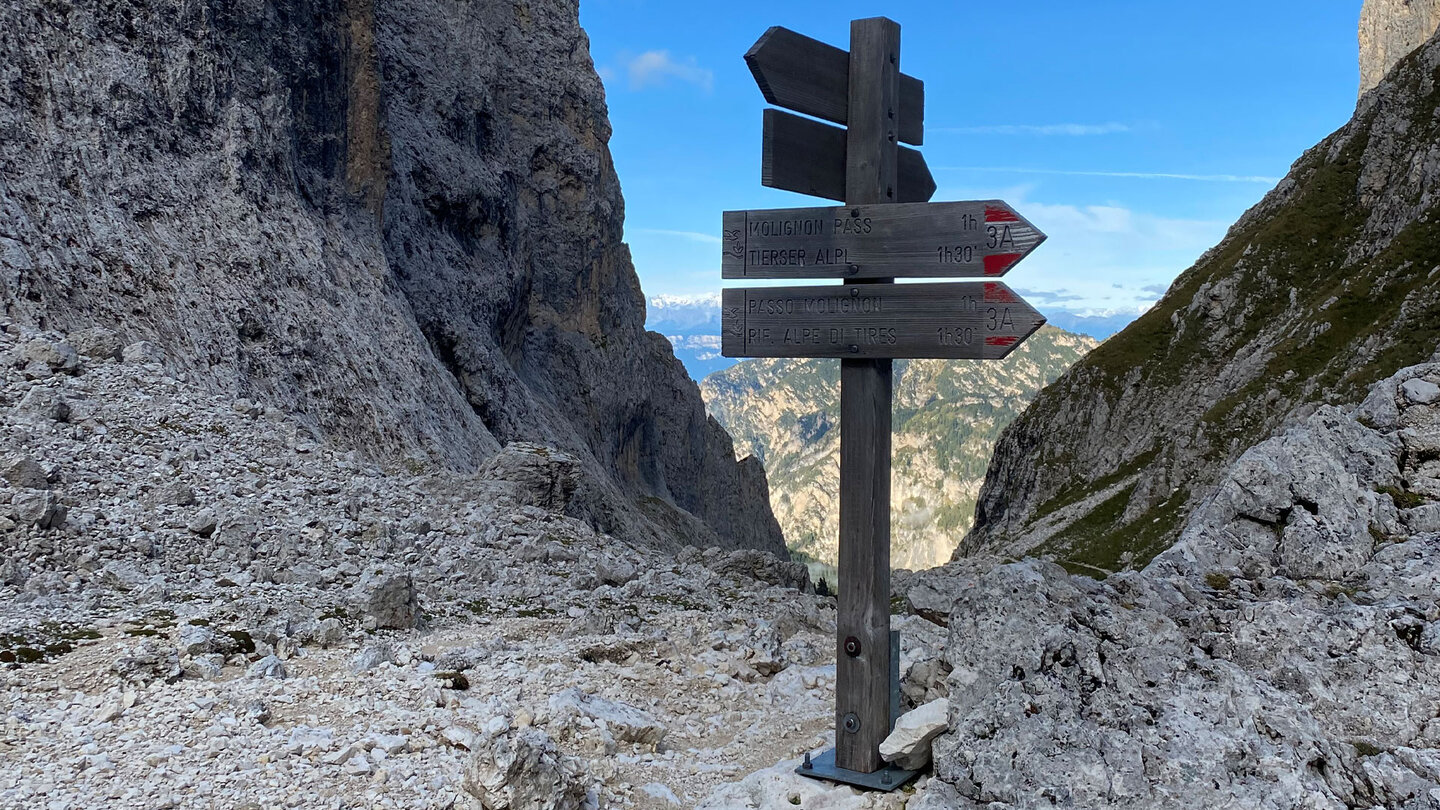 hölzerne Wegweiser im Grasleitenkessel