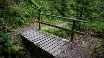 Brücke am Wanderweg zum Bachlauf der Hochwehra