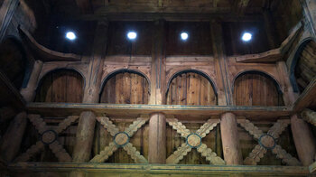 Holzkonsturktion in der Stabkirche Borgund