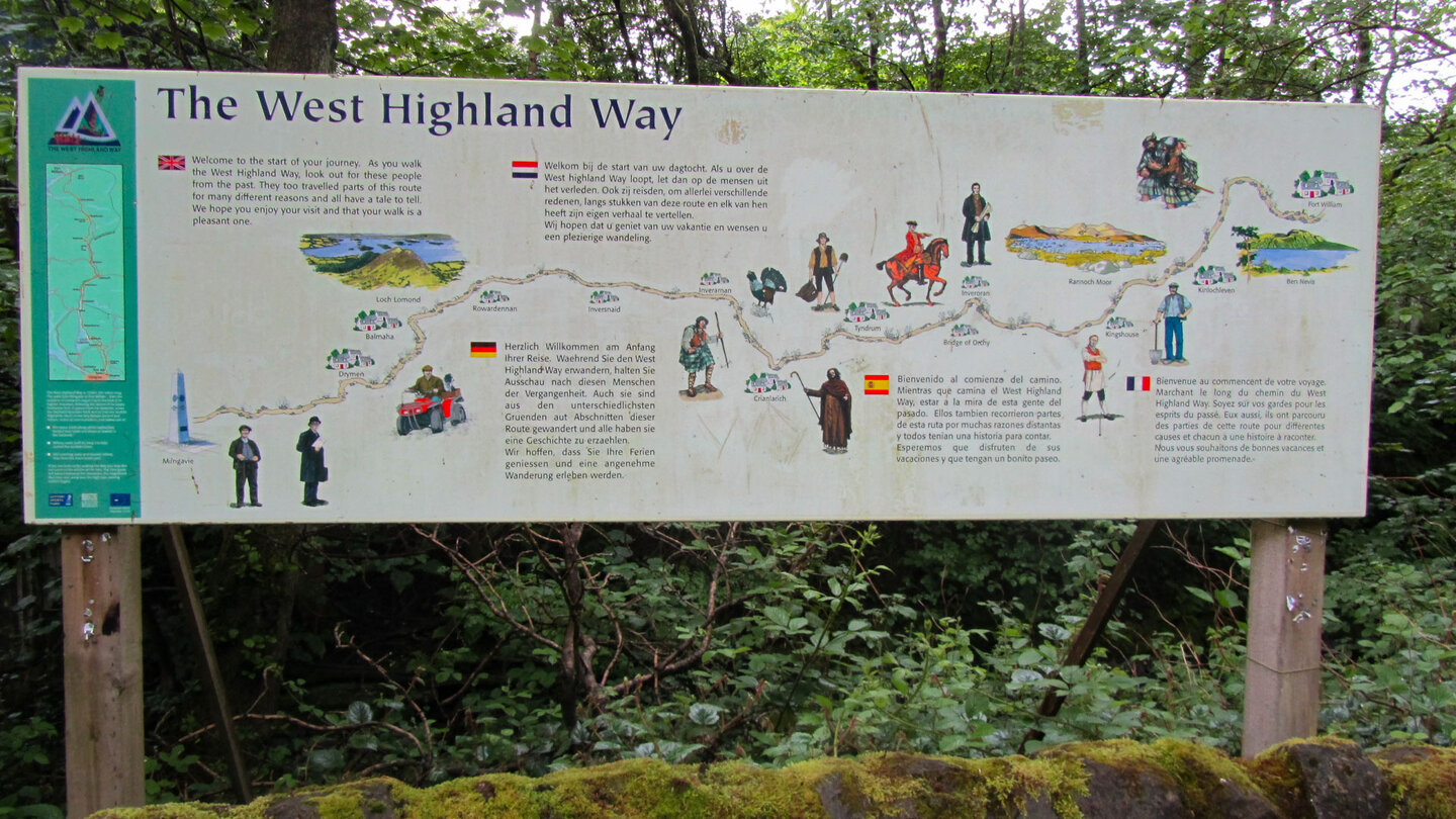 Begrüßungstafel am West Highland Way