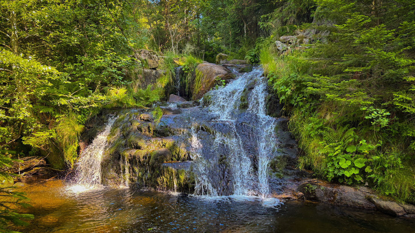 die Alb fällt in mehreren Kaskaden bei den Menzenschwander Wasserfällen durch die Schlucht