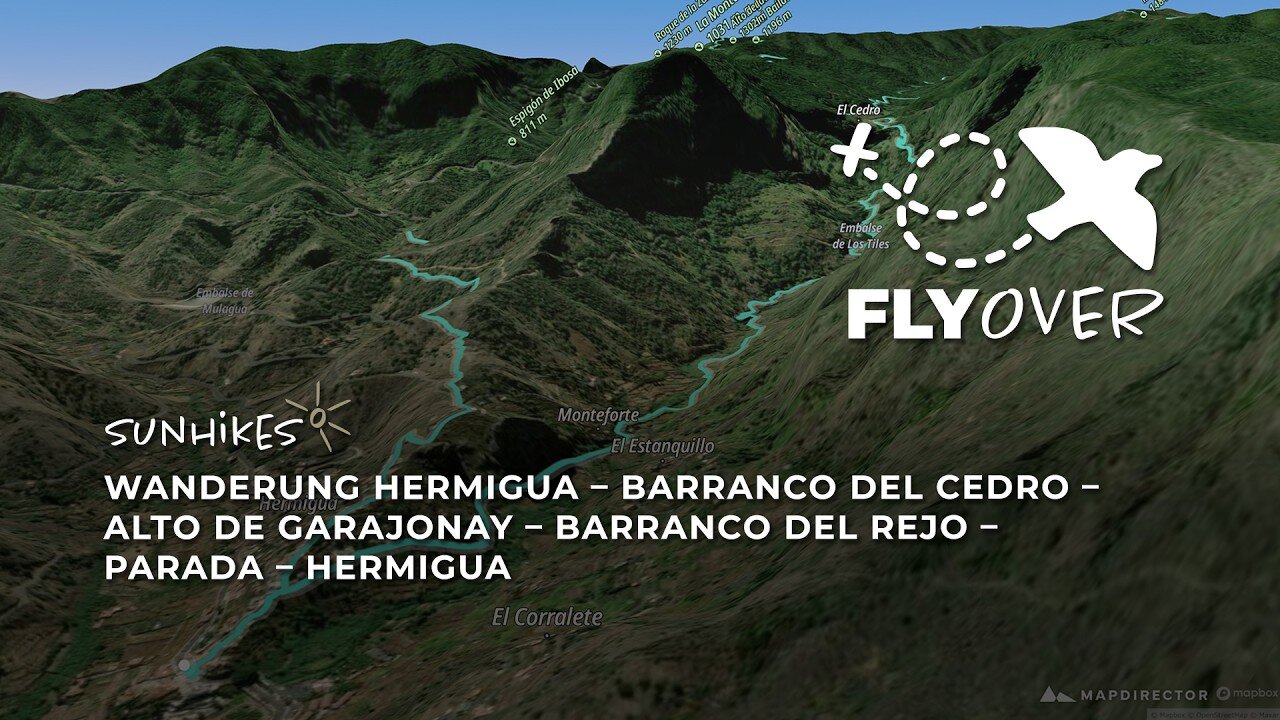 Die Königstour La Gomeras: 3D-Flyover von Hermigua auf den Alto de Garajonay