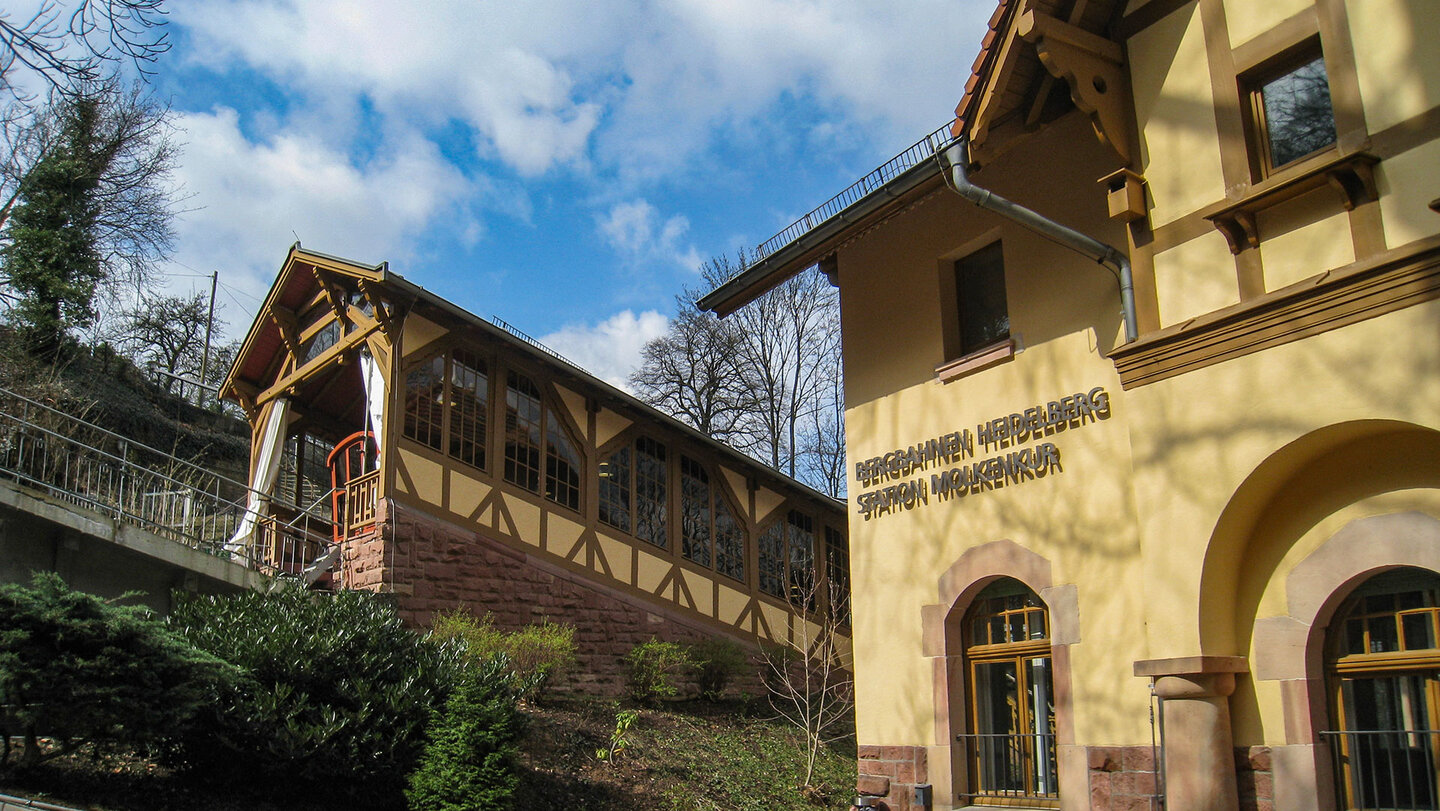 Umsteigestation Molkenkur auf dem Weg zum Königstuhl Station Molkenkur auf dem Weg zum Königstuhl