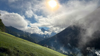 Erste Aussicht vom Pfandlhof im Kaisertal