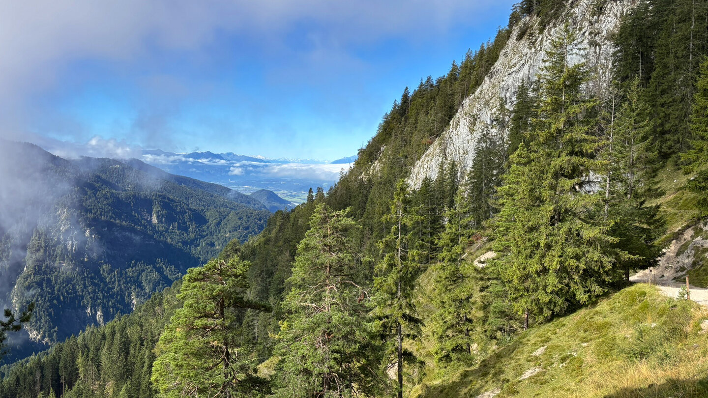 der Blick zurück auf den Wanderweg zur Ritzau-Alm