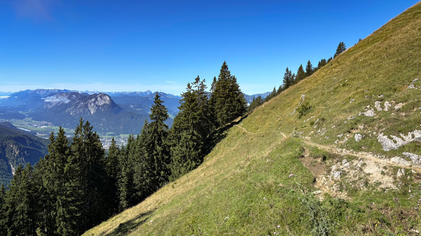 Blick zurück auf den Wanderpfad zur Hinterkaiserfeldenalm