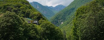Blick ins Val Sementina mit Tessiner Bergwelt im Hintergrund