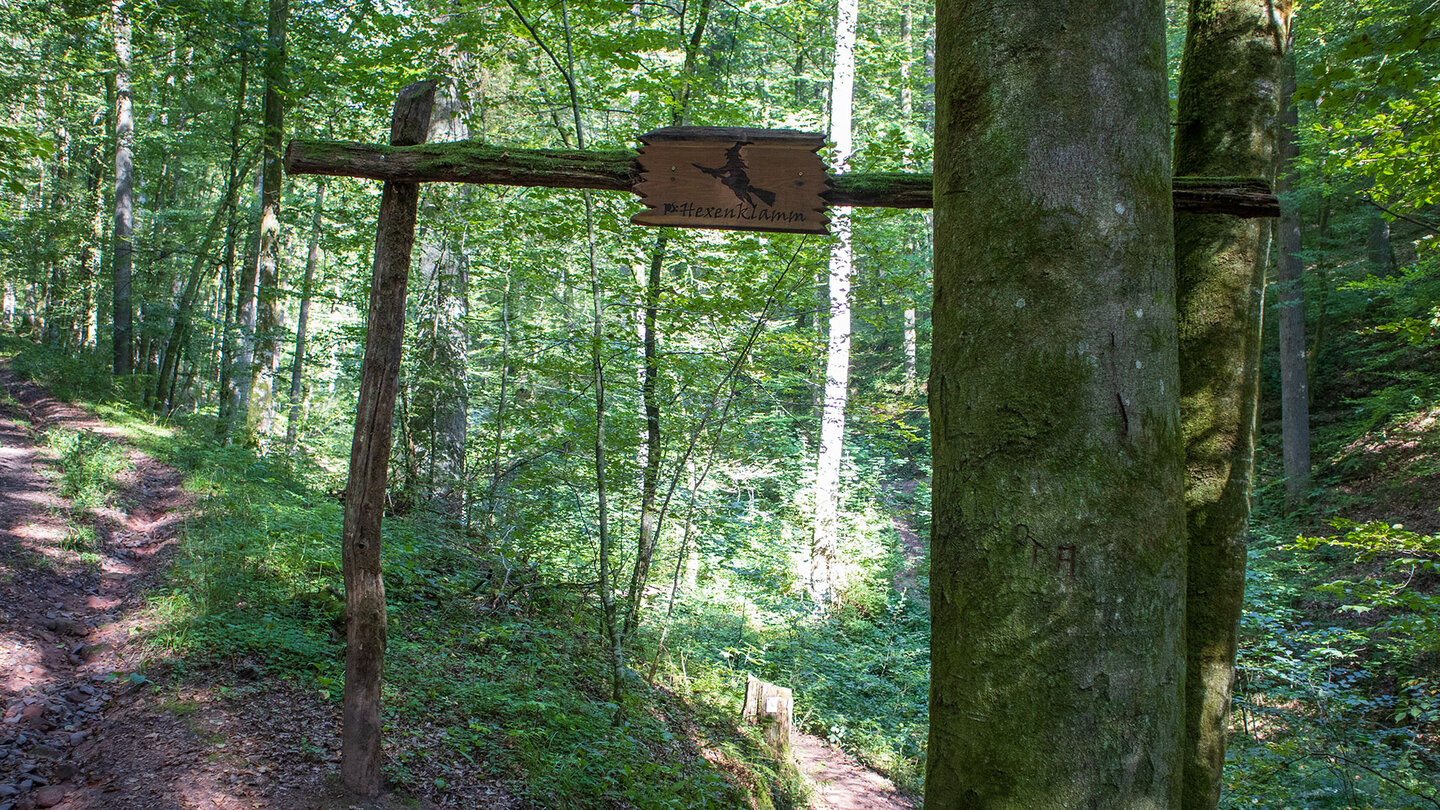 Pforte zum Einstieg in die Hexenklamm im Pfälzerwald