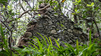 Ruinen von imposanten Schichtsteinmauern nahe der Siedlung El Cedro