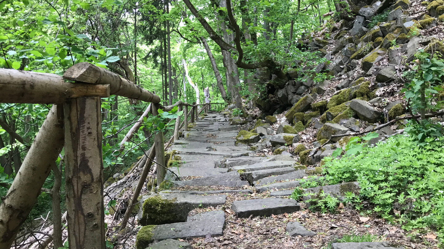 praktisch angelegt: Der Wanderweg aus Basaltblöcken Wanderweg aus Basaltblöcken