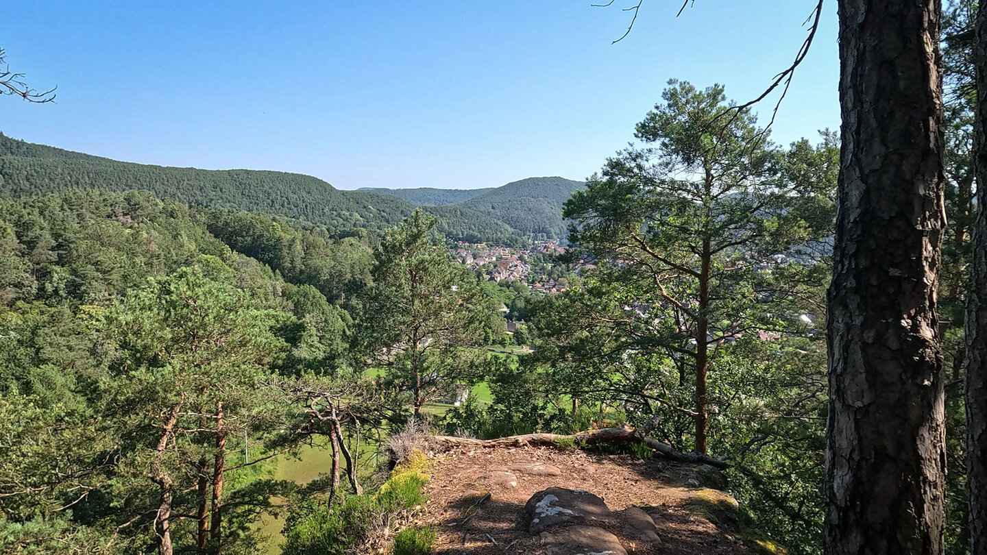 Panorama über Erfweiler und die grünen Hänge des Pfälzerwaldes