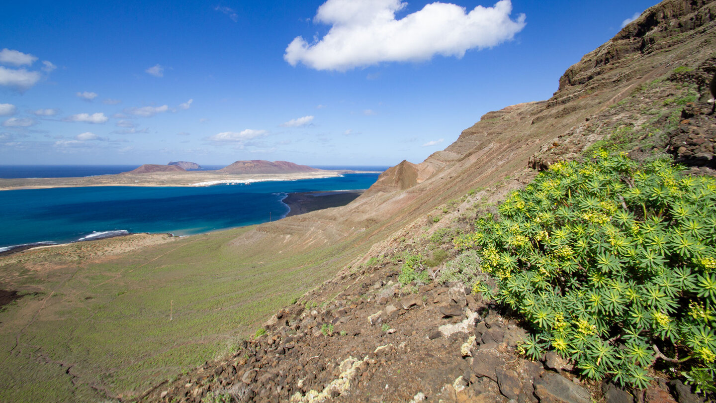 Blick entlang der Steilhänge des Famara-Massivs auf La Graciosa Blick auf La Graciosa vom Famara-Massiv