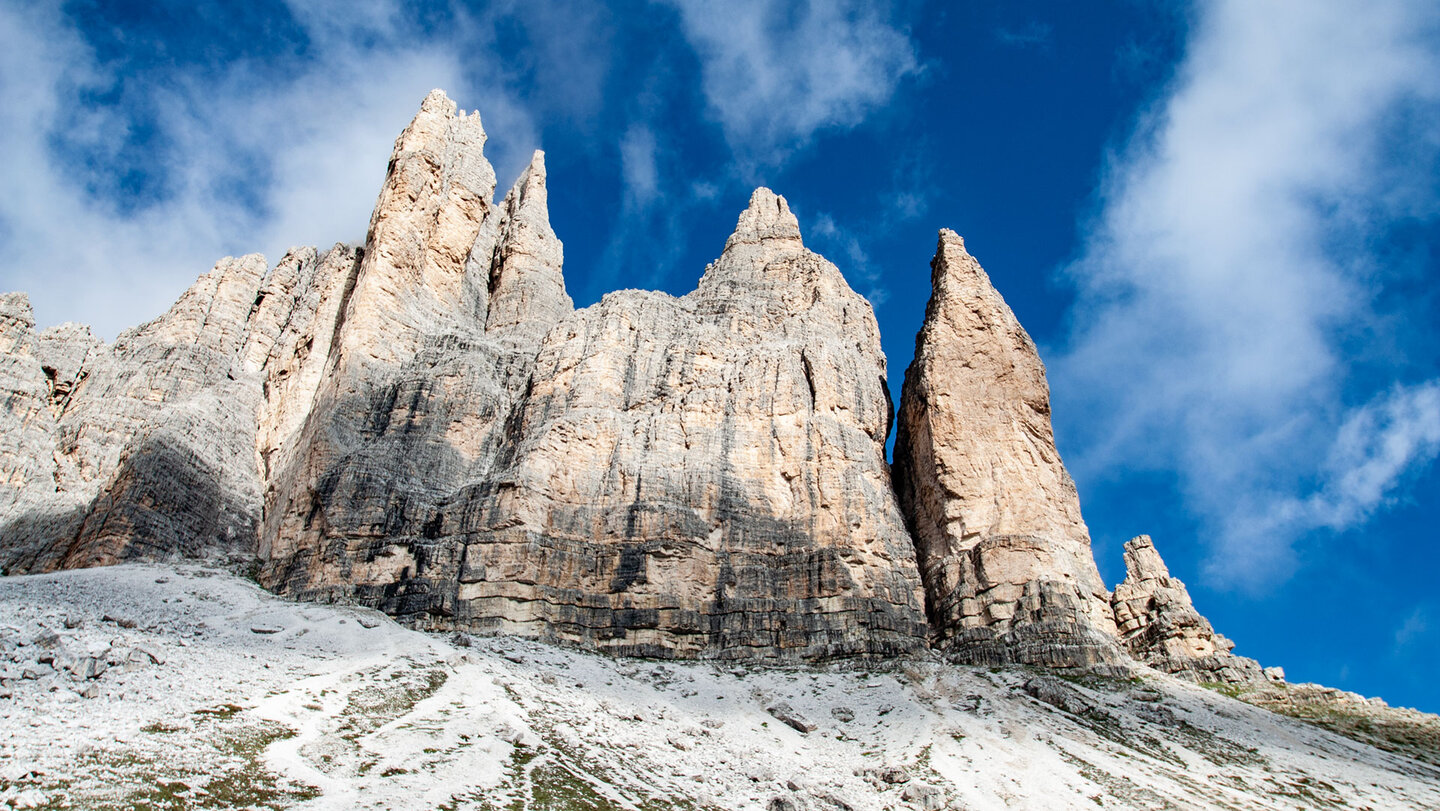 die Drei Zinnen von der Auronzohütte
