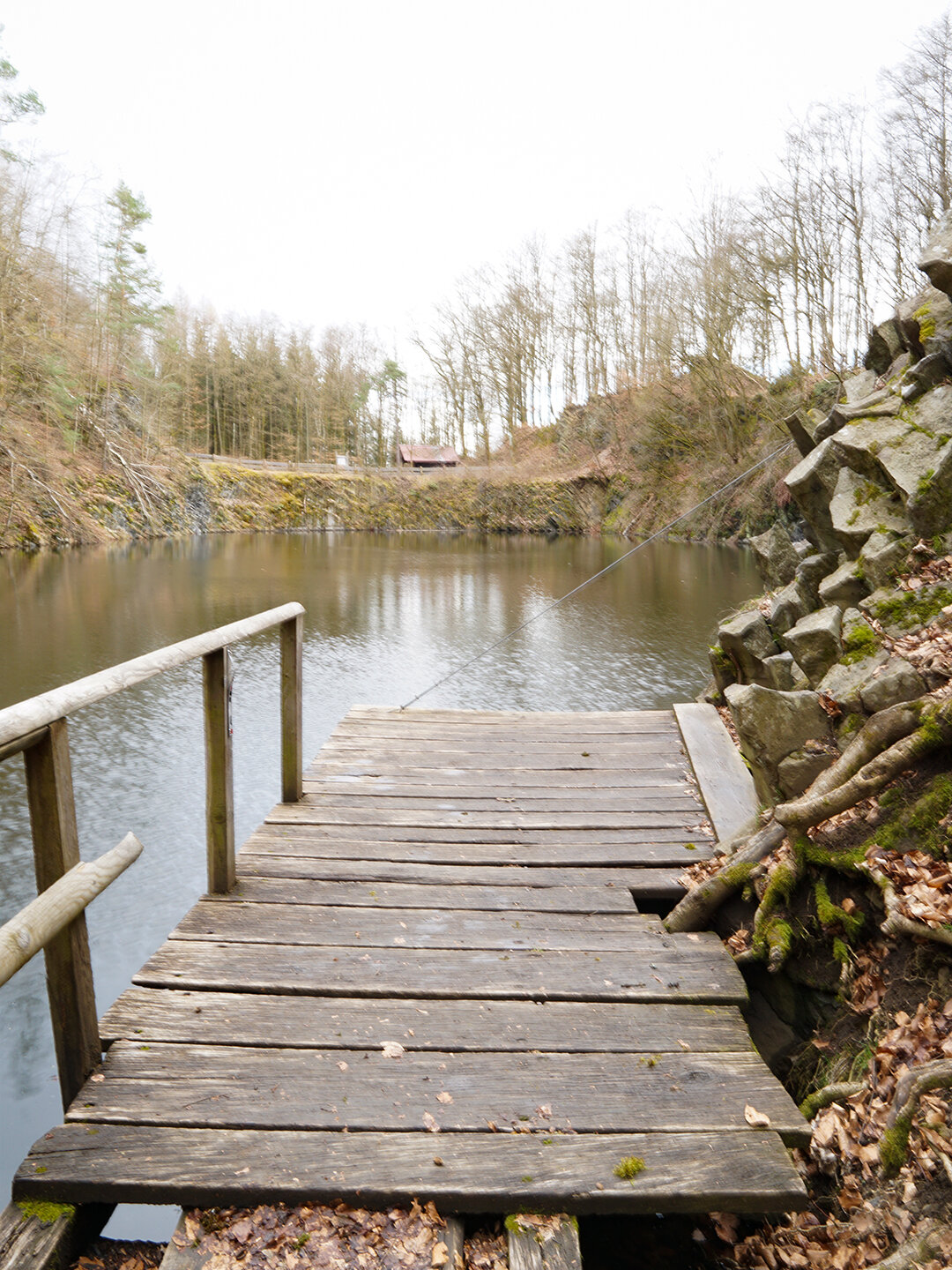 ein Steg am Basaltsee auf dem Ulmenstein Steg am Basaltsee auf dem Ulmenstein