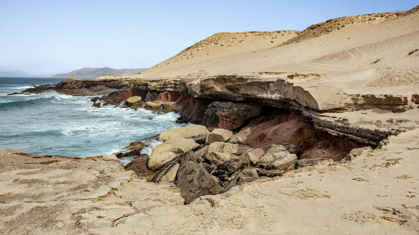 Sandsteinabbrüche entlang der Küste am Westcoast Trail