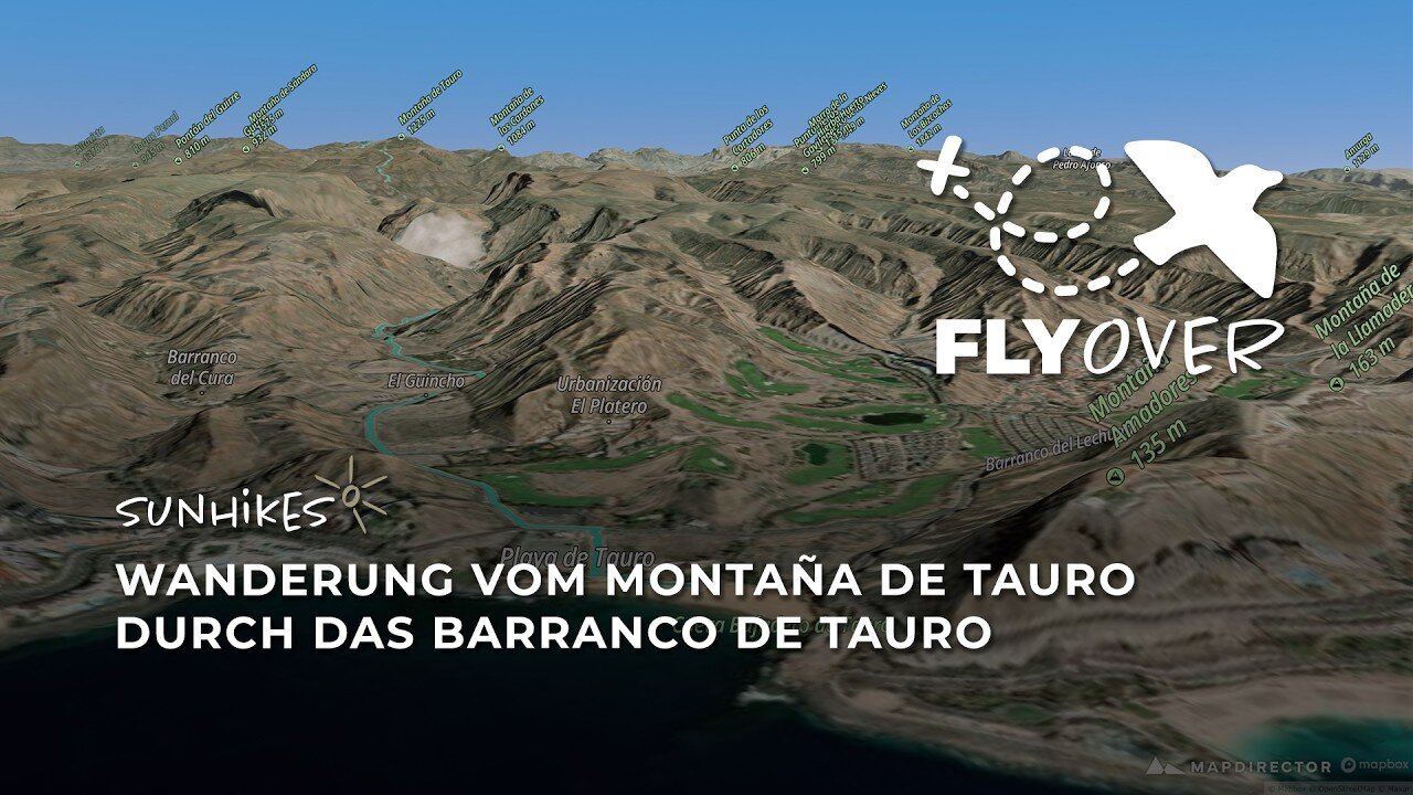 Vom gewaltigen Massiv bis zum Meeresstrand: Das spektakuläre Barranco de Tauro im 3D-Flyover
