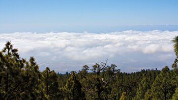 Ausblick über das Wolkenmeer von der Wanderung zu den Paisaje Lunar