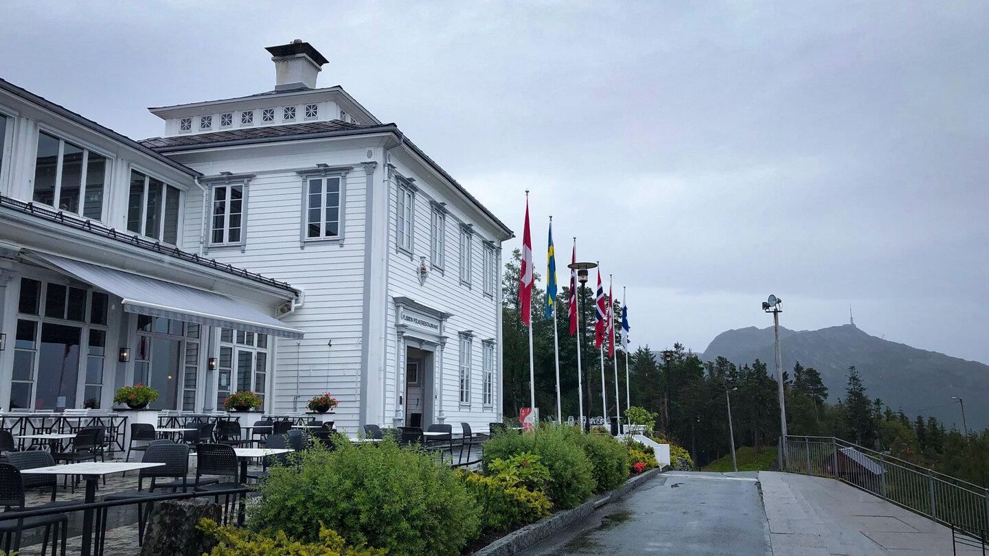 das Fløirestaurant auf dem Gipfel des Fløyen bei Bergen