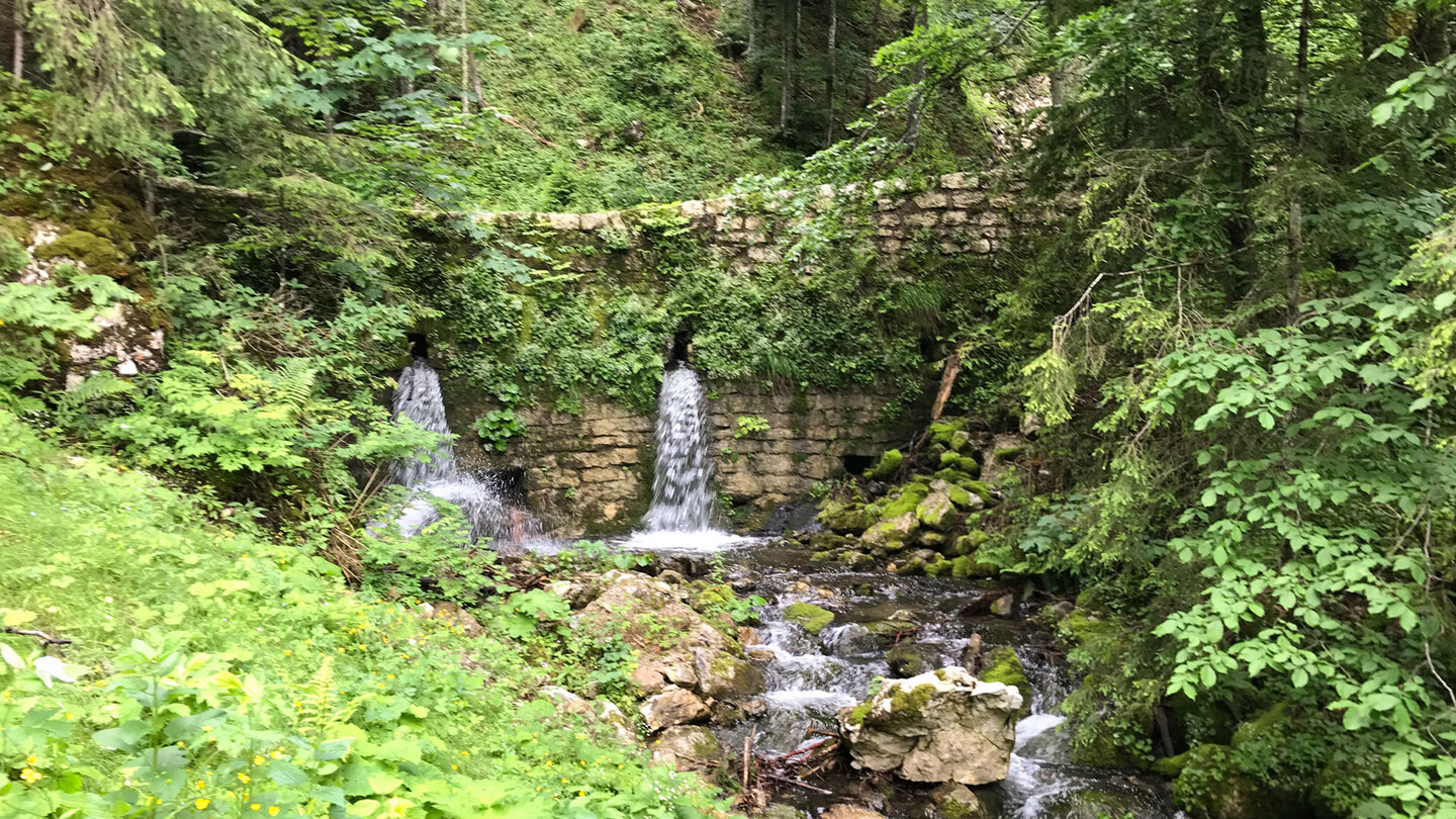 kleine Staustufe am Haushammer Bach auf dem Weg zum Spitzingsee