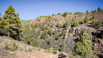 die Wanderung verläuft unterhalb Felsklippen durchs Barranco Era la Tosca