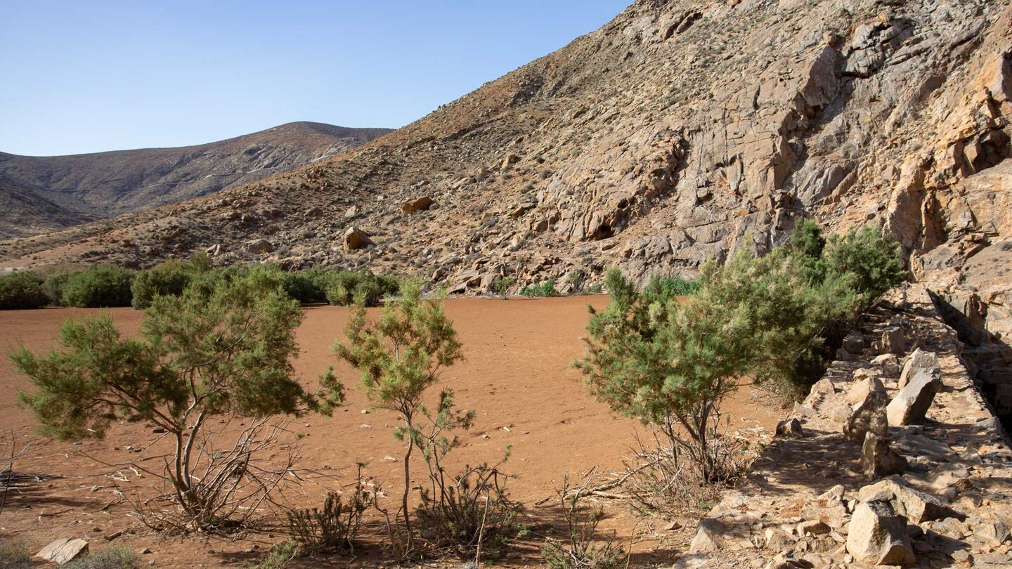 die Staumauer des verlandeten Stausees Presa de Las Peñitas