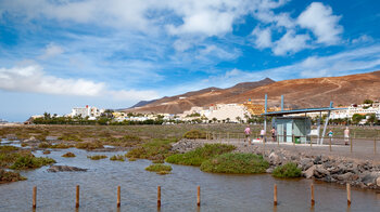 Blick über die Schwemmflächen zum Touristenort Jandía