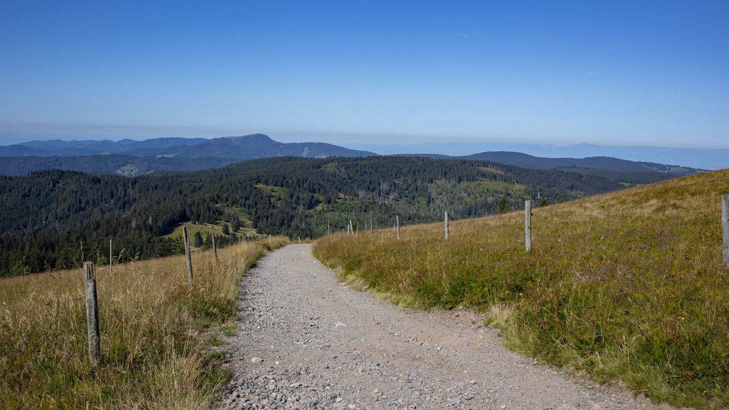 Blick zurück: steiler Aufstieg auf den Feldberg
