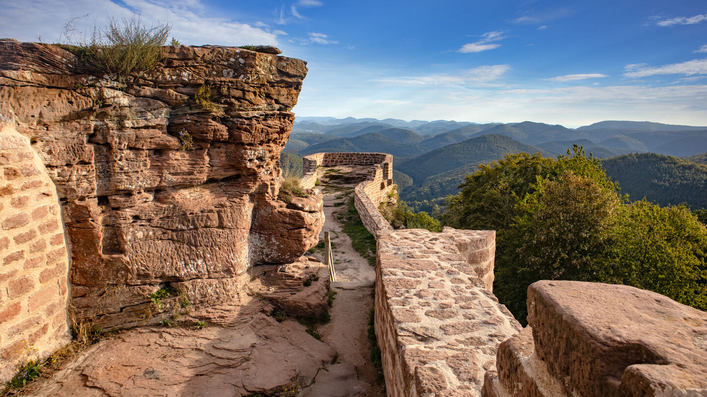 Panoramablick von der Wegelnburg auf den Pfälzerwald