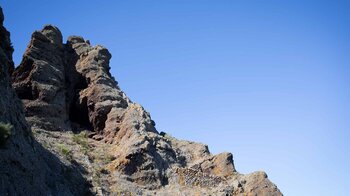 Aufstieg bei der zweigipfeligen Felsspitze des La Barbita