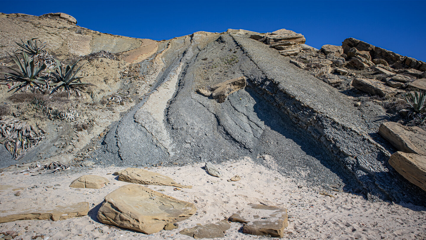 Schichtgestein im Flysch des Naturparks del Estrecho