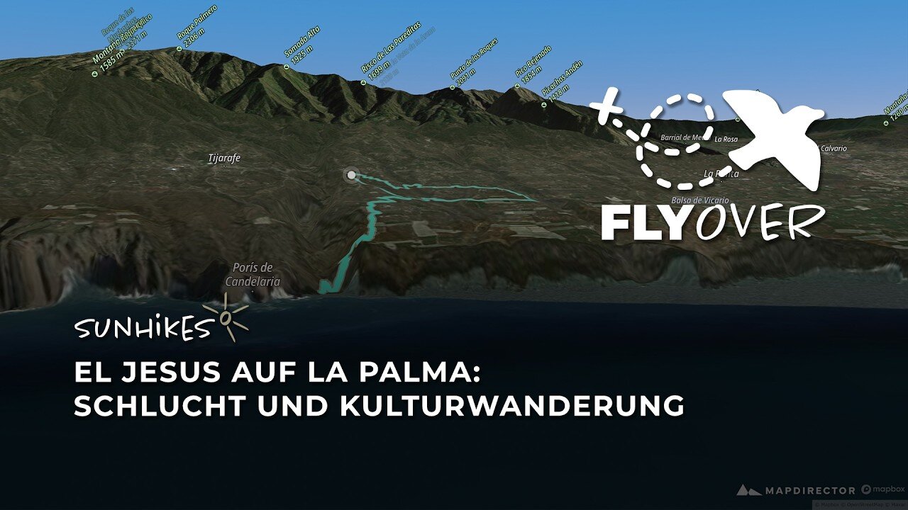 Zwischen tiefen Felswänden und Kulturland: Die El Jesús-Runde auf La Palma im 3D-Flyover