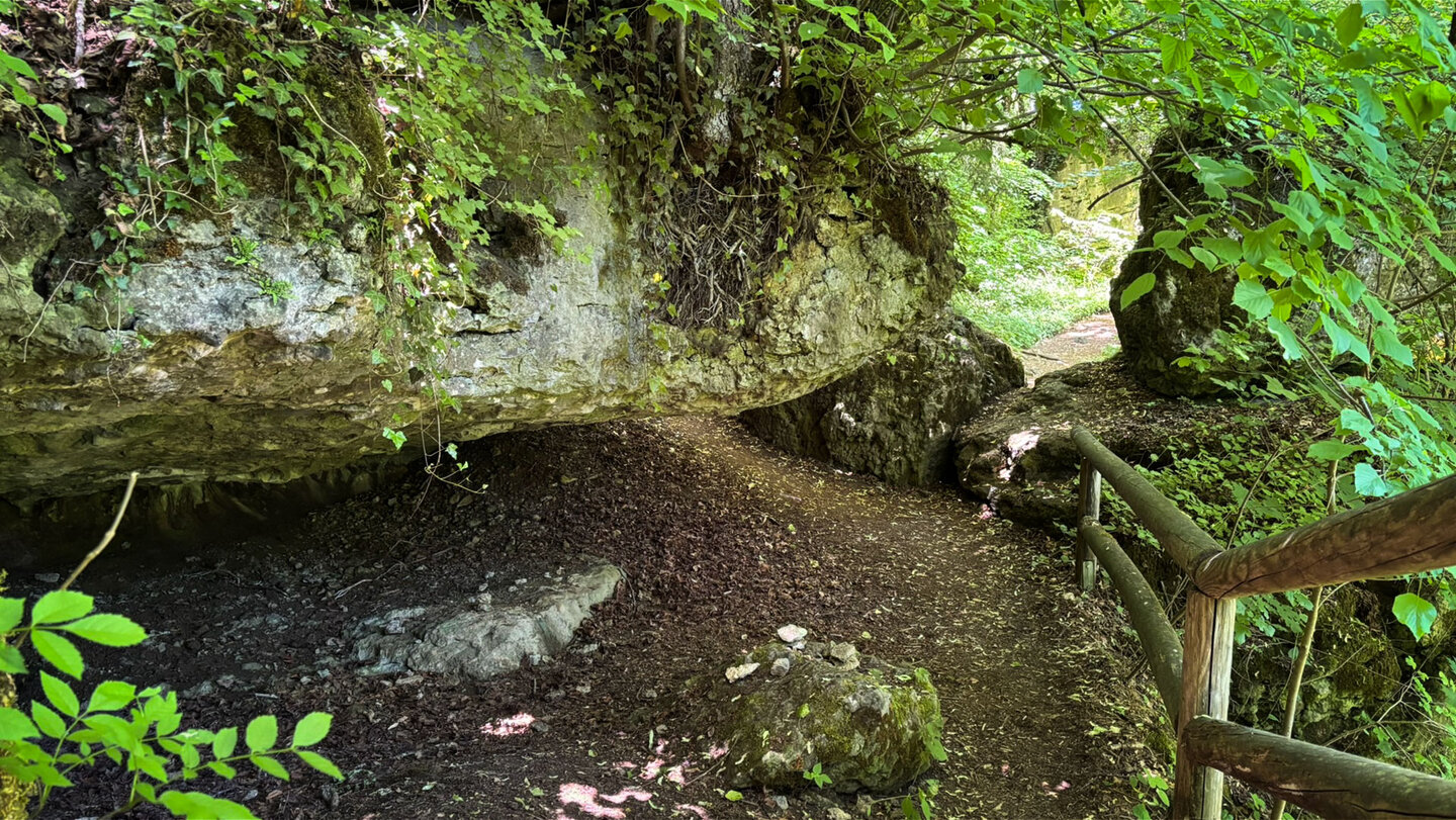 Felsen entlang des Promenadenwegs im Ailsbachtal