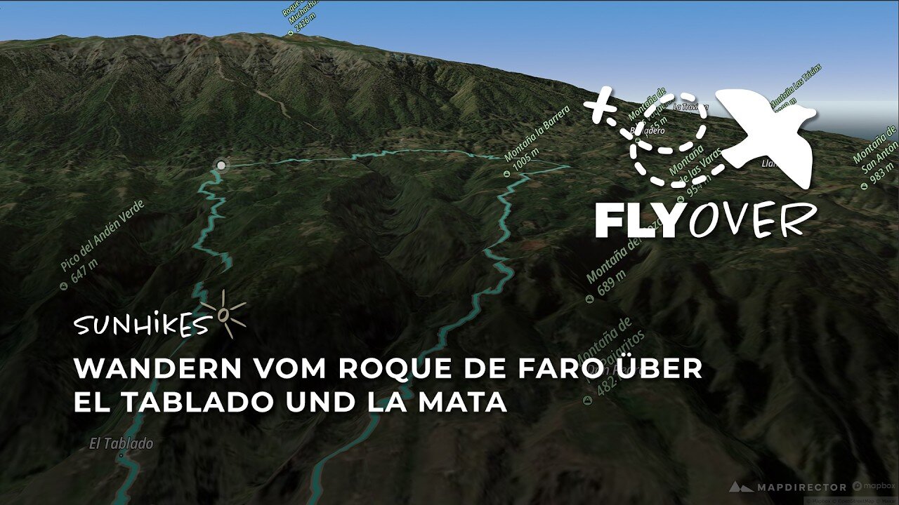 Die große Schluchten-Runde im Norden La Palmas: Erlebe den Bergweg über El Tablado im 3D-Flyover