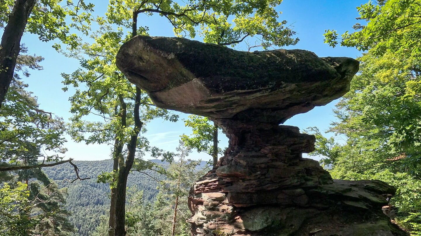der pilzförmige Wackelstein auf dem Rindsberg Wackelstein auf dem Rindsberg