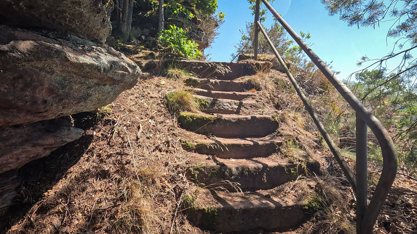 Stufen zur Aussichtsplattform auf dem Buchholzfelsen Stufen zur Aussichtsplattform auf dem Buchholzfelsen