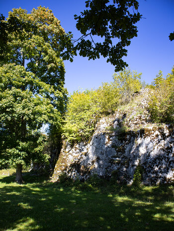Graben der Oberburg der Burgruine Falkenstein