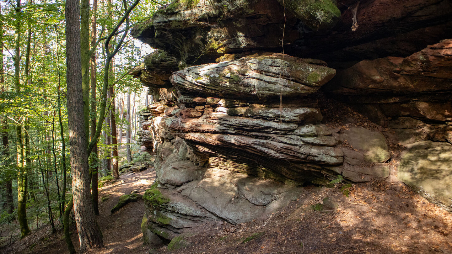 Wanderweg entlang der Felsflanke des Schlangenfelsens